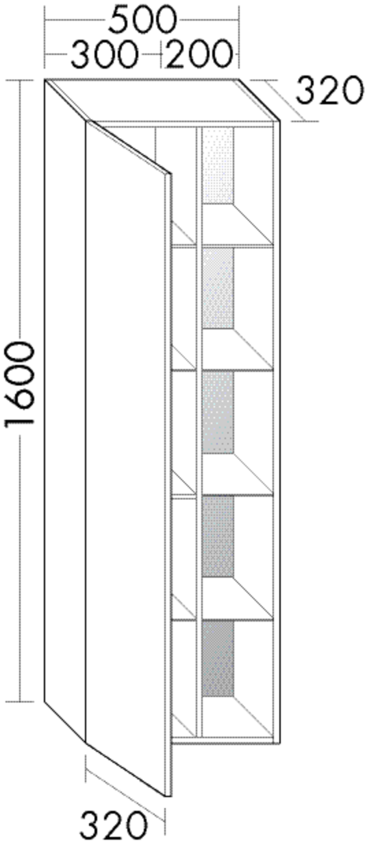 Burgbad Hochschrank Orell 1600x500x320 Hellrot Hochglanz , HSEQ050LF3476 HSEQ050LF3476 von Burgbad