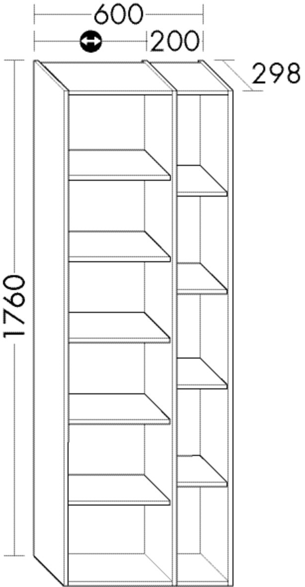 Burgbad Hochschrank Sys30 PG2 1760x600x298 Anthrazit Hochglanz Rahmen, HSBZ060RF2226 HSBZ060RF2226 von Burgbad