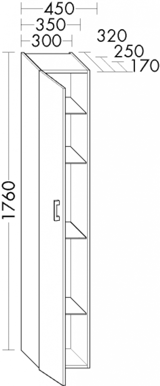 Burgbad Hochschrank Sys30 PG4 1760x300x170 Eiche Natur, HSCP030LF3445 HSCP030LF3445 von Burgbad