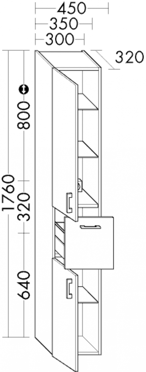 Burgbad Hochschrank Sys30 PG4 1760x450x320 Eiche Schwarz, HSKU045RF3449 HSKU045RF3449 von Burgbad