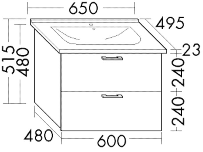 Burgbad Keramik-Waschtisch und Waschtischunterschrank Sys30 PG1 Eiche Dekor Flanelle/Alpinweiss, SEM SEMR065F2239C0001 von Burgbad