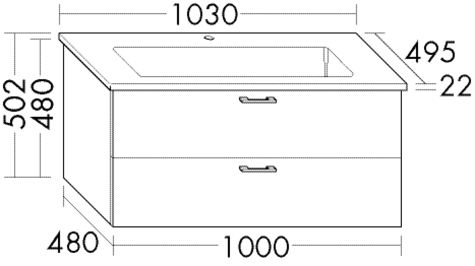 Burgbad Keramik-Waschtisch und Waschtischunterschrank Sys30 PG2 Basaltgrau Matt/Alpinweiss, SFAL103F SFAL103F2236C0001 von Burgbad