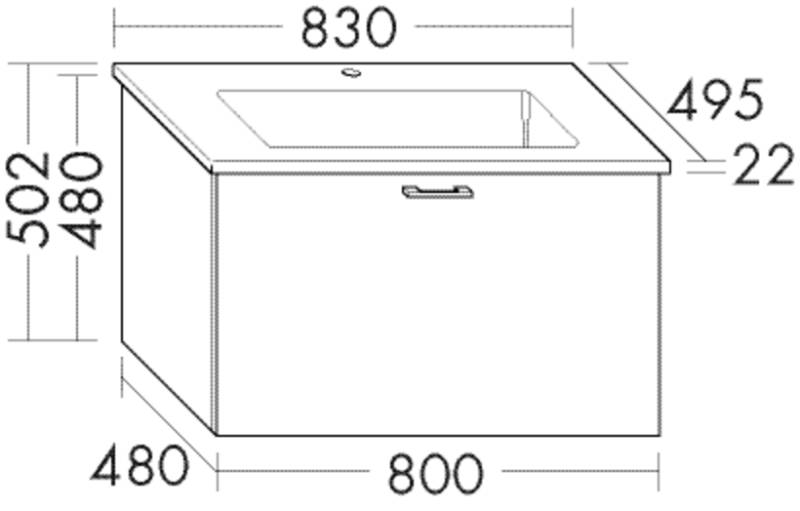 Burgbad Keramik-Waschtisch und Waschtischunterschrank Sys30 PG2 Weiß Hochglanz Rahmen/Alpinweiss, SF SFAK083F2223C0001 von Burgbad