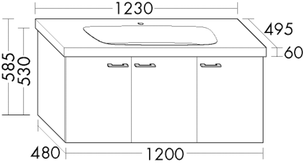 Burgbad Keramik-Waschtisch und Waschtischunterschrank Sys30 PG3 Eiche Dekor Alaska/Alpinweiss, SEXL1 SEXL123F1505C0001 von Burgbad