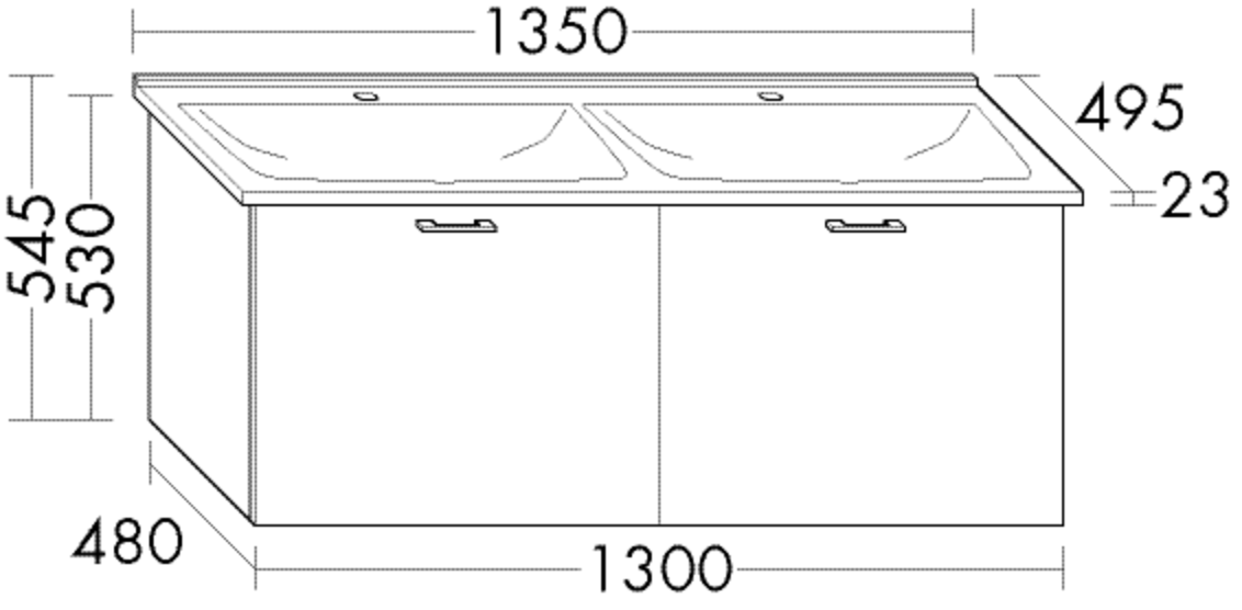 Burgbad Keramik-Waschtisch und Waschtischunterschrank Sys30 PG3 Eiche Dekor Alaska/Alpinweiss, SFFM1 SFFM135F1505C0001 von Burgbad