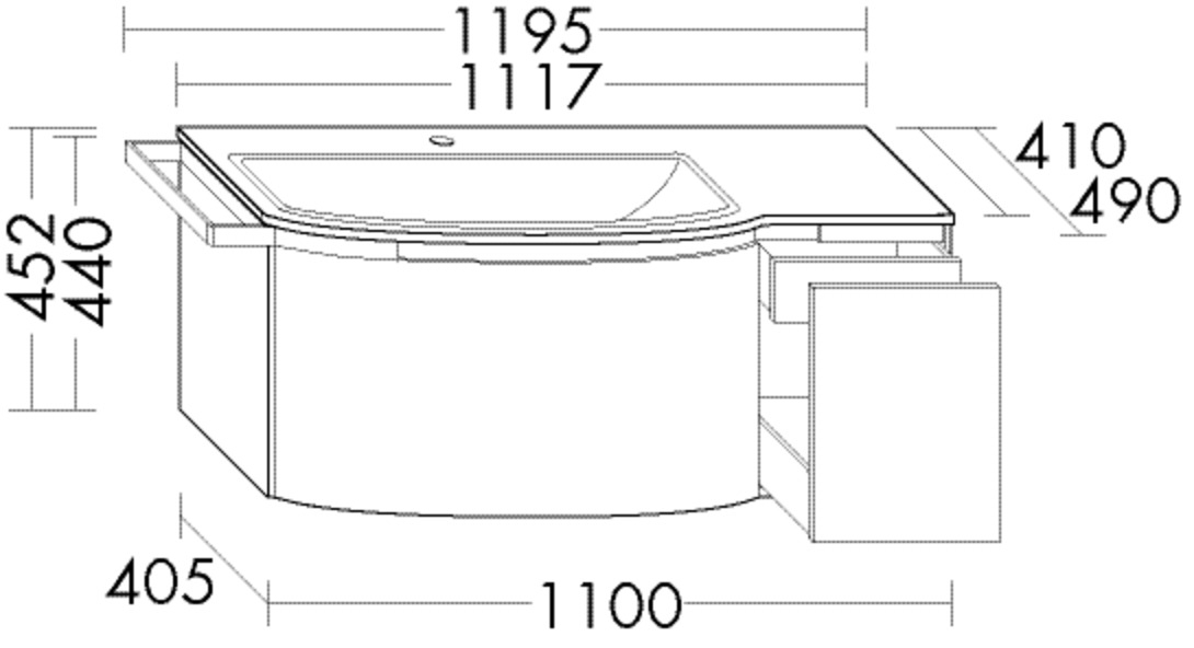 Burgbad Keramik-Waschtisch und Waschtischunterschrank YSO PG1 Matt Grau Matt/Alpinweiss, SFAE111RF21 SFAE111RF2135C0001 von Burgbad