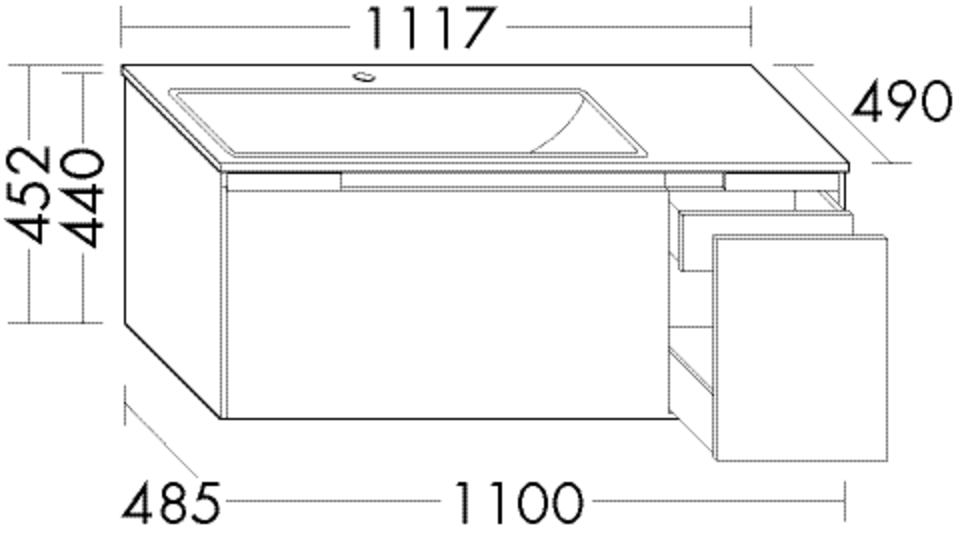 Burgbad Keramik-Waschtisch und Waschtischunterschrank YSO PG1 Matt Weiß Matt/Alpinweiss, SFIK111LF21 SFIK111LF2119C0001 von Burgbad