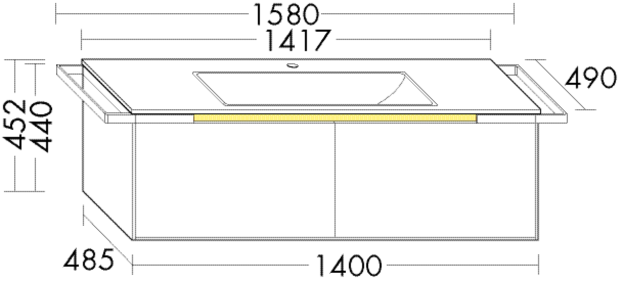 Burgbad Keramik-Waschtisch und Waschtischunterschrank YSO PG2 HGL Bambus Natur/Alpinweiss, SFAN141F2 SFAN141F2179C0001 von Burgbad