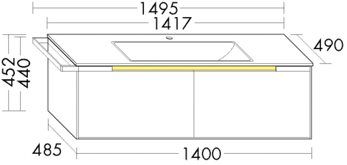 Burgbad Keramik-Waschtisch und Waschtischunterschrank YSO PG2 HGL Dunkelgrau Hochglanz/Alpinweiss, S SFAM141LF2156C0001 von Burgbad