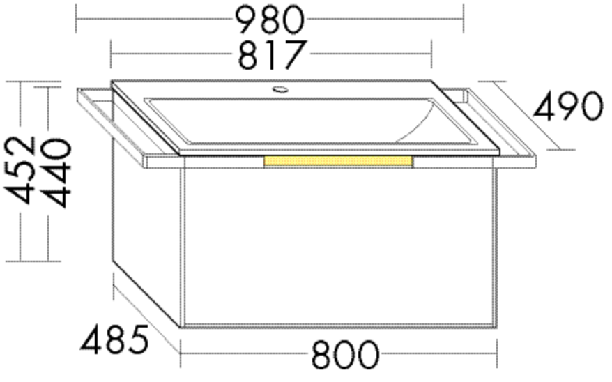 Burgbad Keramik-Waschtisch und Waschtischunterschrank YSO PG2 HGL Eiche Schwarz/Alpinweiss, SFAN081F SFAN081F2183C0001 von Burgbad