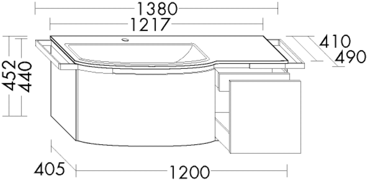 Burgbad Keramik-Waschtisch und Waschtischunterschrank YSO PG2 HGL Grau Hochglanz/Alpinweiss, SFAD121 SFAD121LF2155C0001 von Burgbad