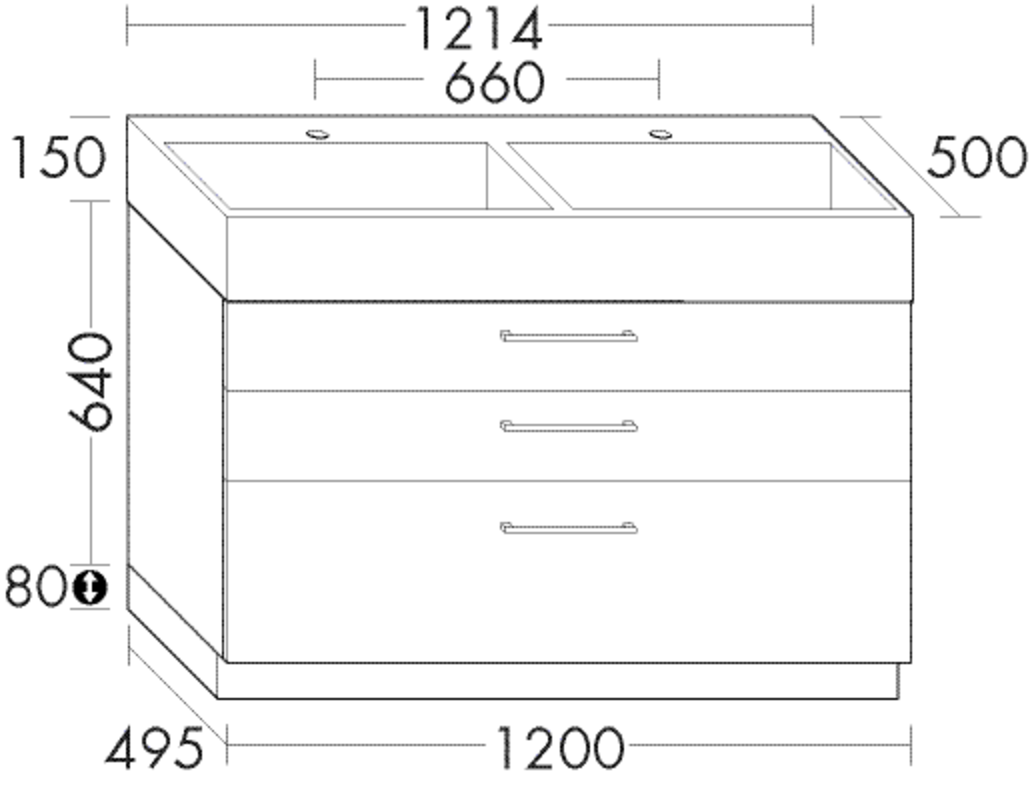 Burgbad Mineralguss-Waschtisch und Waschtischunterschrank Crono HGL Eiche Schwarz/Weiß Velvet, SEVC SEVC121F1812C0037 von Burgbad