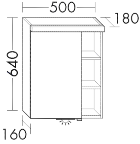 Burgbad Spiegelschrank Orell 640x500x180 Schwarz Hochglanz, SPGI050LF2778 SPGI050LF2778 von Burgbad