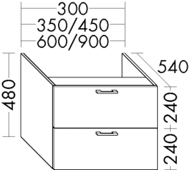 Burgbad Unterschrank Sys30 PG2 480x350x540 Basaltgrau Matt, U354AF2236 U354AF2236 von Burgbad