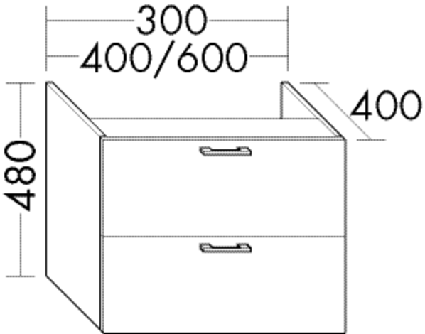 Burgbad Unterschrank Sys30 PG2 480x600x400 Anthrazit Hochglanz Rahmen, WUYF060F2226 WUYF060F2226 von Burgbad