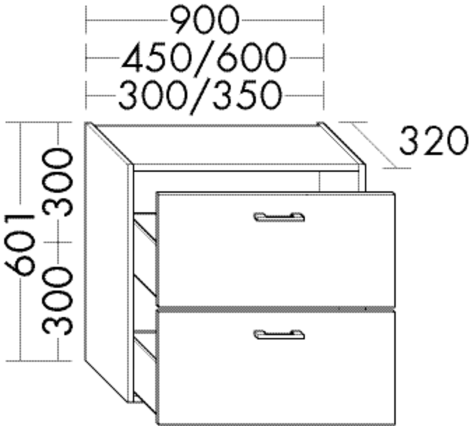 Burgbad Unterschrank Sys30 PG2 601x600x320 Leinengrau Hochglanz, U6033F3162 U6033F3162 von Burgbad