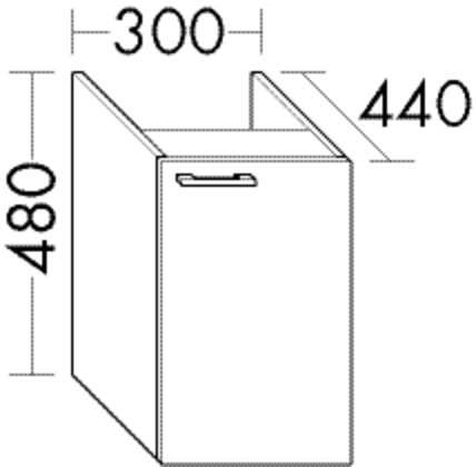 Burgbad Unterschrank Sys30 PG3 480x300x440 Schwarz Hochglanz, WUYP030LF2755 WUYP030LF2755 von Burgbad