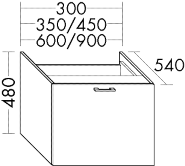 Burgbad Unterschrank Sys30 PG4 480x300x540 Eiche Natur, U303AF3445 U303AF3445 von Burgbad