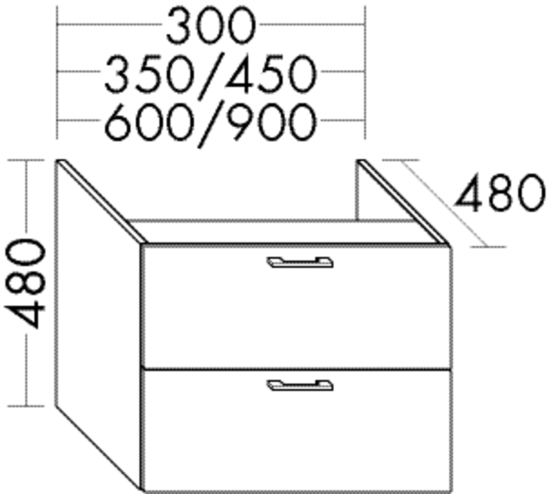 Burgbad Unterschrank Sys30 PG4 480x900x480 Schilf Hochglanz, WUGT090F3362 WUGT090F3362 von Burgbad