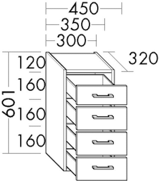 Burgbad Unterschrank Sys30 PG4 601x450x320 Eiche Natur, U4535F3445 U4535F3445 von Burgbad