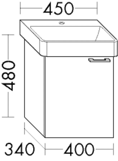 Burgbad Waschtisch-Unterschrank Sys30 PG1 480x400x340 Eiche Dekor Flanelle, WVFY040RF2239 WVFY040RF2239 von Burgbad