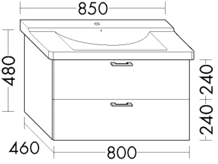 Burgbad Waschtisch-Unterschrank Sys30 PG1 480x800x460 Hacienda Schwarz, WVFK080F2697 WVFK080F2697 von Burgbad