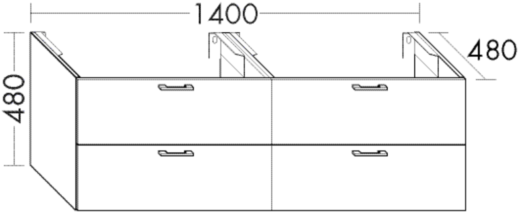 Burgbad Waschtisch-Unterschrank Sys30 PG2 480x1400x480 Eiche Dekor Merino, WUYI140F2752 WUYI140F2752 von Burgbad