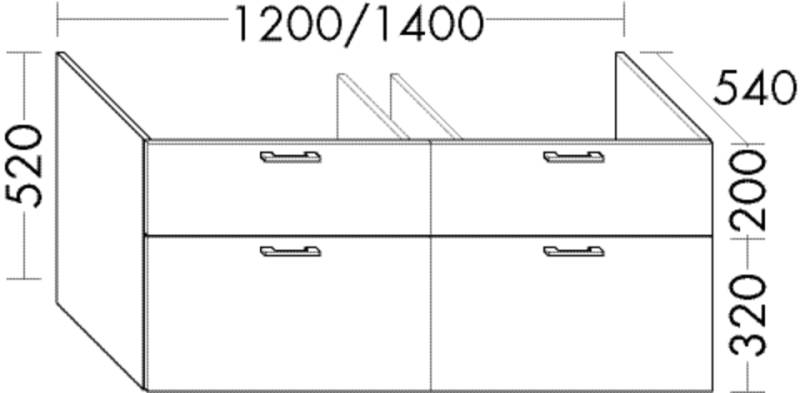 Burgbad Waschtisch-Unterschrank Sys30 PG2 520x1200x540 Hacienda Schwarz Rahmen, WVXR120F2233 WVXR120F2233 von Burgbad