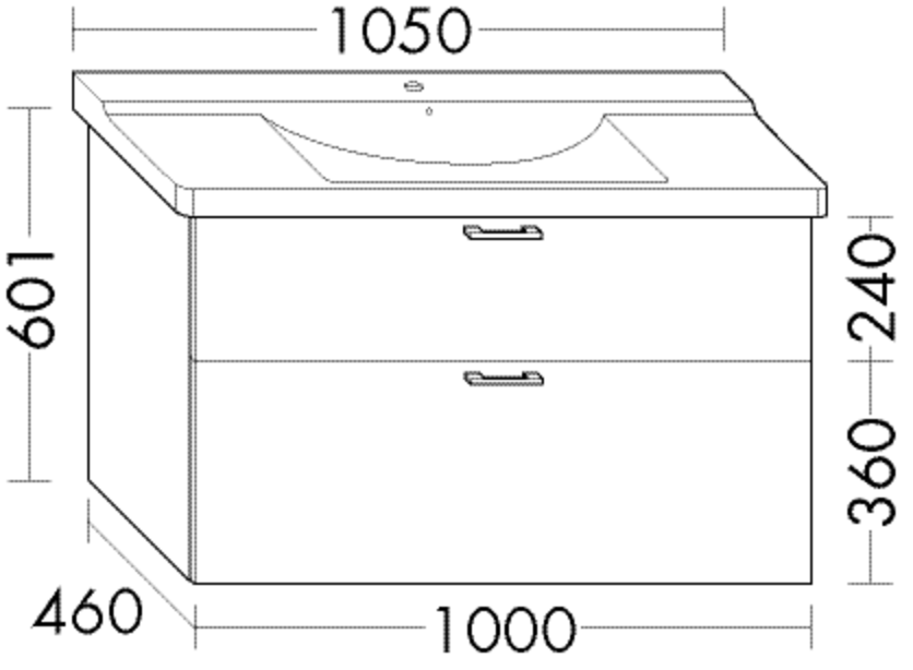 Burgbad Waschtisch-Unterschrank Sys30 PG2 601x1000x460 Basaltgrau Matt, WVFL100F2236 WVFL100F2236 von Burgbad