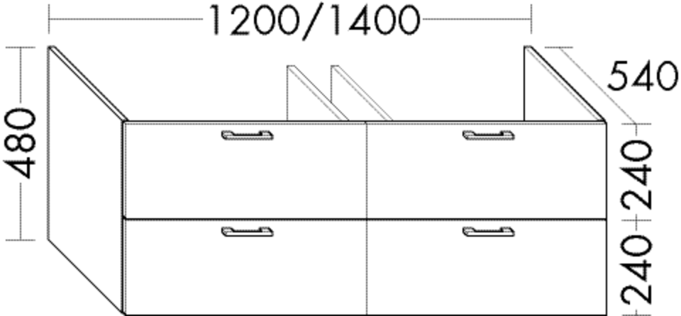 Burgbad Waschtisch-Unterschrank Sys30 PG3 480x1400x540 Grau Matt, WVXQ140F3356 WVXQ140F3356 von Burgbad