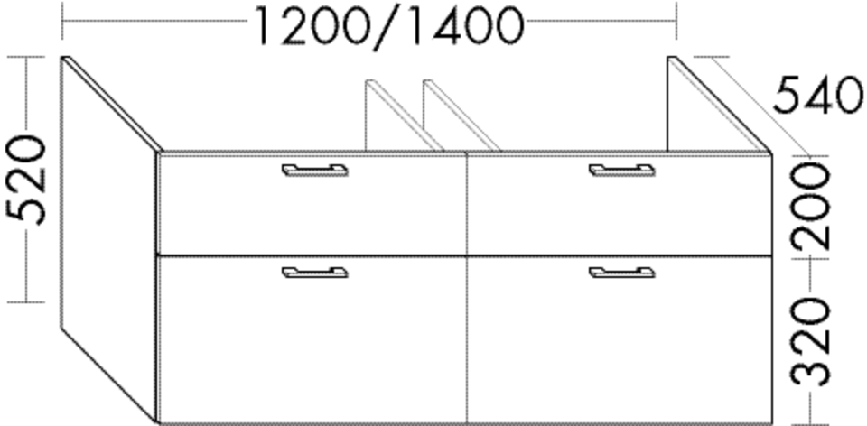 Burgbad Waschtisch-Unterschrank Sys30 PG3 520x1400x540 Grau Matt, WVXR140F3356 WVXR140F3356 von Burgbad