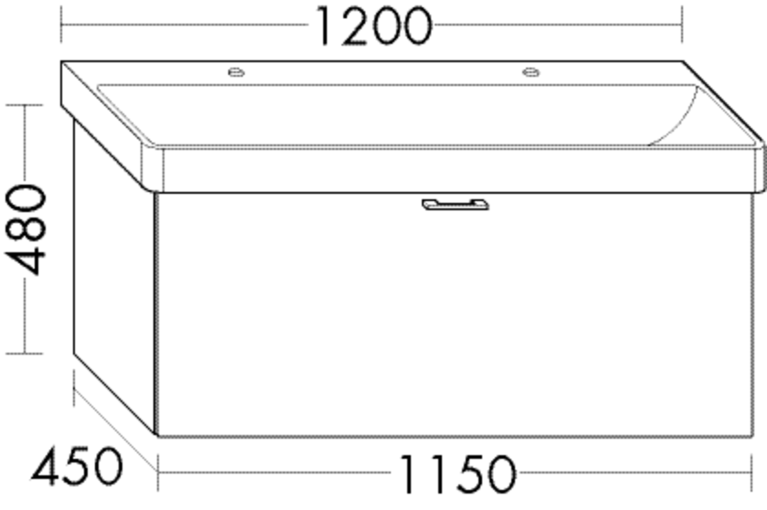 Burgbad Waschtisch-Unterschrank Sys30 PG4 480x1150x450 Dunkelgrau Hochglanz, WVFZ115F3365 WVFZ115F3365 von Burgbad