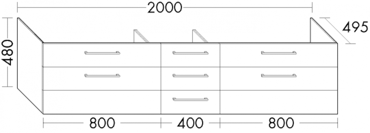 Burgbad Waschtischunterschrank Crono HGL 480x2000x495 Bambus Natur, SEVL200F1811 SEVL200F1811 von Burgbad