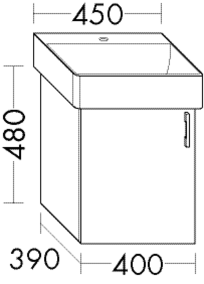 Burgbad Waschtischunterschrank Sys30 PG1 480x400x390 Hacienda Schwarz, WVNG040LF2697 WVNG040LF2697 von Burgbad