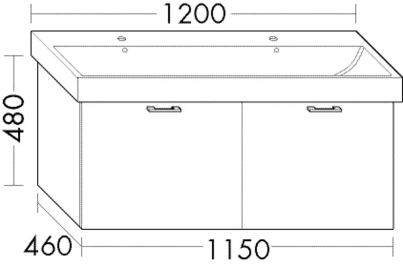 Burgbad Waschtischunterschrank Sys30 PG2 480x1150x460 Frassino Dekor Cappuccino, WUGV115F3163 WUGV115F3163 von Burgbad