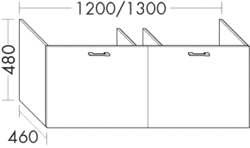 Burgbad Waschtischunterschrank Sys30 PG2 480x1300x460 Eiche Dekor Merino Rahmen, WSBC130F2754 WSBC130F2754 von Burgbad