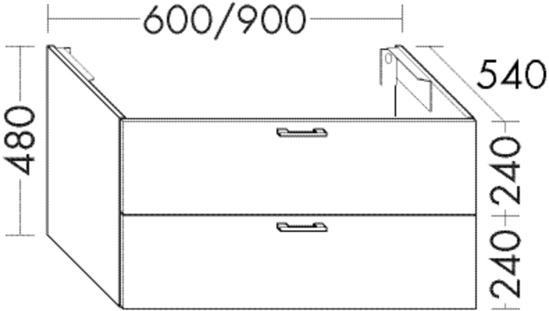 Burgbad Waschtischunterschrank Sys30 PG3 480x600x540 Schwarz Hochglanz, WTU068AF2755 WTU068AF2755 von Burgbad