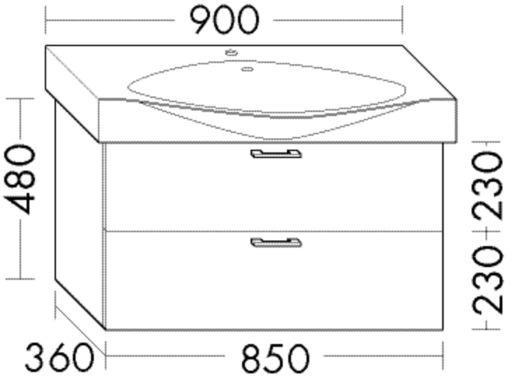 Burgbad Waschtischunterschrank Sys30 PG4 480x850x360 Anthrazit Hochglanz, WUKZ085F3366 WUKZ085F3366 von Burgbad