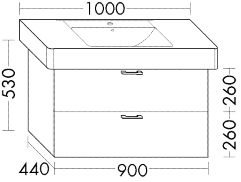 Burgbad Waschtischunterschrank Sys30 PG4 530x900x440 Eiche Natur, WUIF090F3445 WUIF090F3445 von Burgbad