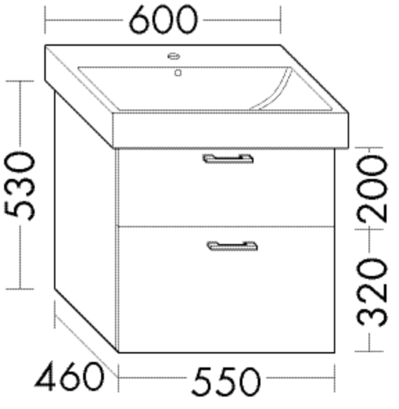 Burgbad Waschtischunterschrank zu Keramikwaschtisch Sys30 PG3 530x550x460 Weiß Hochglanz, WUUE055F15 WUUE055F1507 von Burgbad