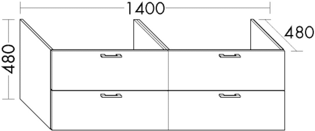 Burgbad Waschtischunterschrank zu M5 Sys30 PG4 480x1400x480 Eiche Natur, WVOU140F3445 WVOU140F3445 von Burgbad