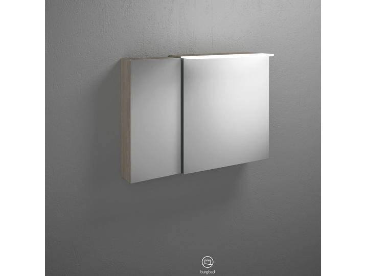 burgbad Badu Spiegelschrank mit LED-Aufsatzleuchte 90 cm, 2 Spiegeltüren, Version links 784165 von Burgbad