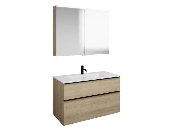 burgbad Eqio Badmöbel-Set 102 cm mit Keramik-Waschtisch Slim und Unterschrank mit Griffleiste G0252, mit Spiegelschrank 2370507 burgbad Eqio Badmöbel-Set 102 cm mit Keramik-Waschtisch Slim und Unterschrank mit Griffleiste G0252, mit Spiegelschrank 2370507 von Burgbad