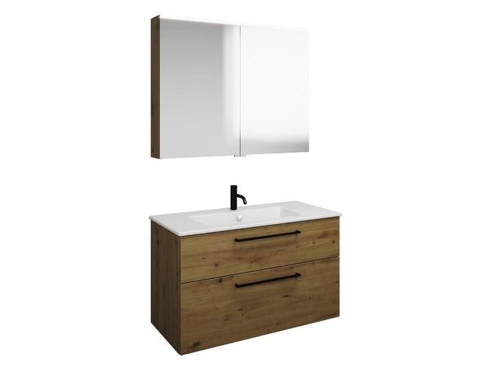 burgbad Eqio Badmöbel-Set 102 cm mit Keramik-Waschtisch Slim und Unterschrank mit Stangengriff G0234, mit Spiegelschrank 2370529 burgbad Eqio Badmöbel-Set 102 cm mit Keramik-Waschtisch Slim und Unterschrank mit Stangengriff G0234, mit Spiegelschrank 2370529 von Burgbad