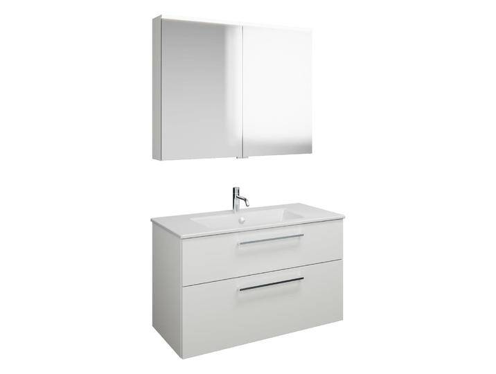 burgbad Eqio Badmöbel-Set 102 cm mit Keramik-Waschtisch Slim und Unterschrank mit Stangengriff P95, mit Spiegelschrank 2370523 von Burgbad