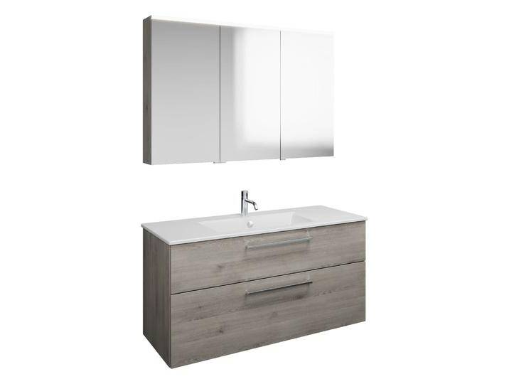burgbad Eqio Badmöbel-Set 122 cm mit Keramik-Waschtisch Slim und Unterschrank mit Stangengriff P95, mit Spiegelschrank 2370549 von Burgbad