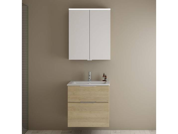 burgbad Eqio Badmöbel-Set 65 cm mit Keramik-Waschtisch Slim und Unterschrank mit Griff G0146, mit Spiegelschrank 2353624 von Burgbad