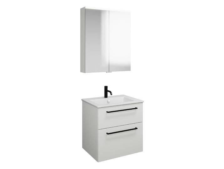 burgbad Eqio Badmöbel-Set 65 cm mit Keramik-Waschtisch Slim und Unterschrank mit Stangengriff G0234, mit Spiegelschrank 2370133 von Burgbad