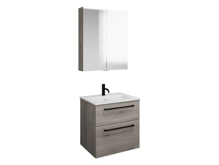 burgbad Eqio Badmöbel-Set 65 cm mit Keramik-Waschtisch Slim und Unterschrank mit Stangengriff G0234, mit Spiegelschrank 2370134 von Burgbad