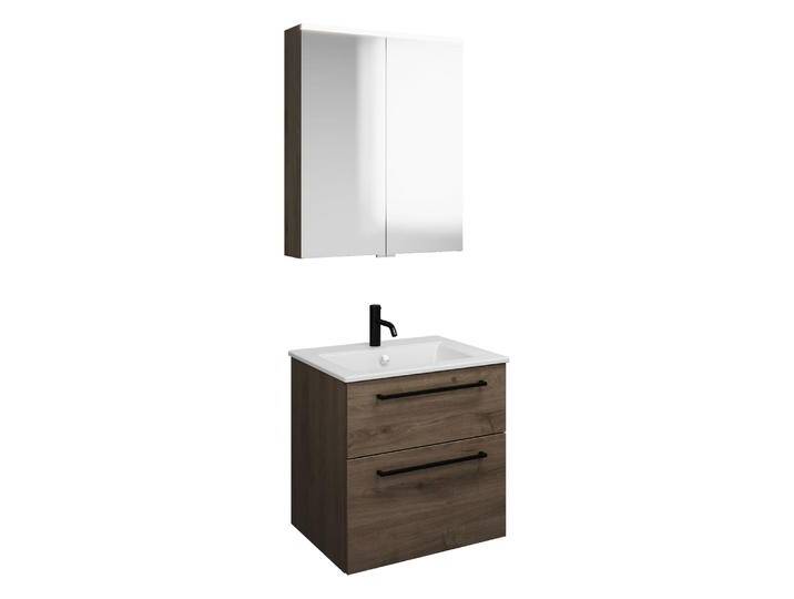 burgbad Eqio Badmöbel-Set 65 cm mit Keramik-Waschtisch Slim und Unterschrank mit Stangengriff G0234, mit Spiegelschrank 2370149 von Burgbad